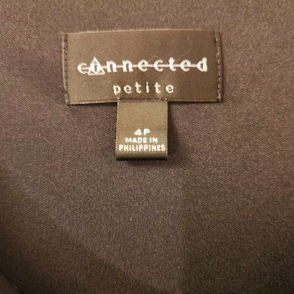 Connected Women's Petite Polka Dot Sheath Dress Size 4P in Black and White - Picture 3 of 9